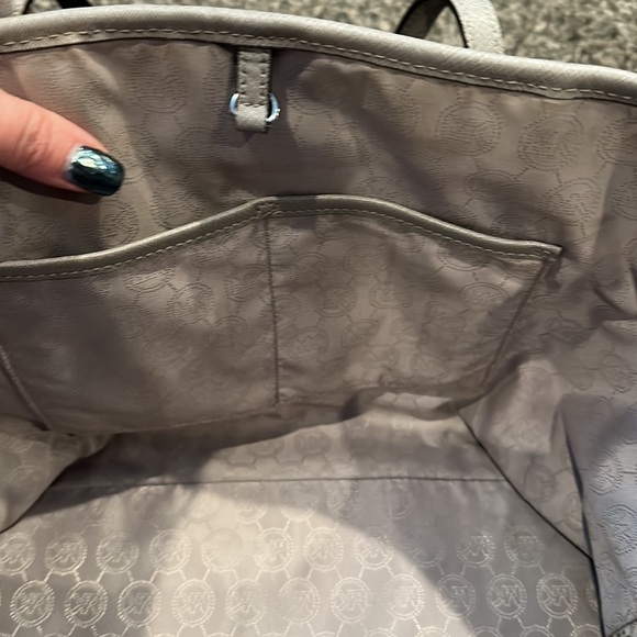 Michael Kors Staffiano Leather Tote, Light Gray with Silver Tone Hardware - Picture 6 of 6